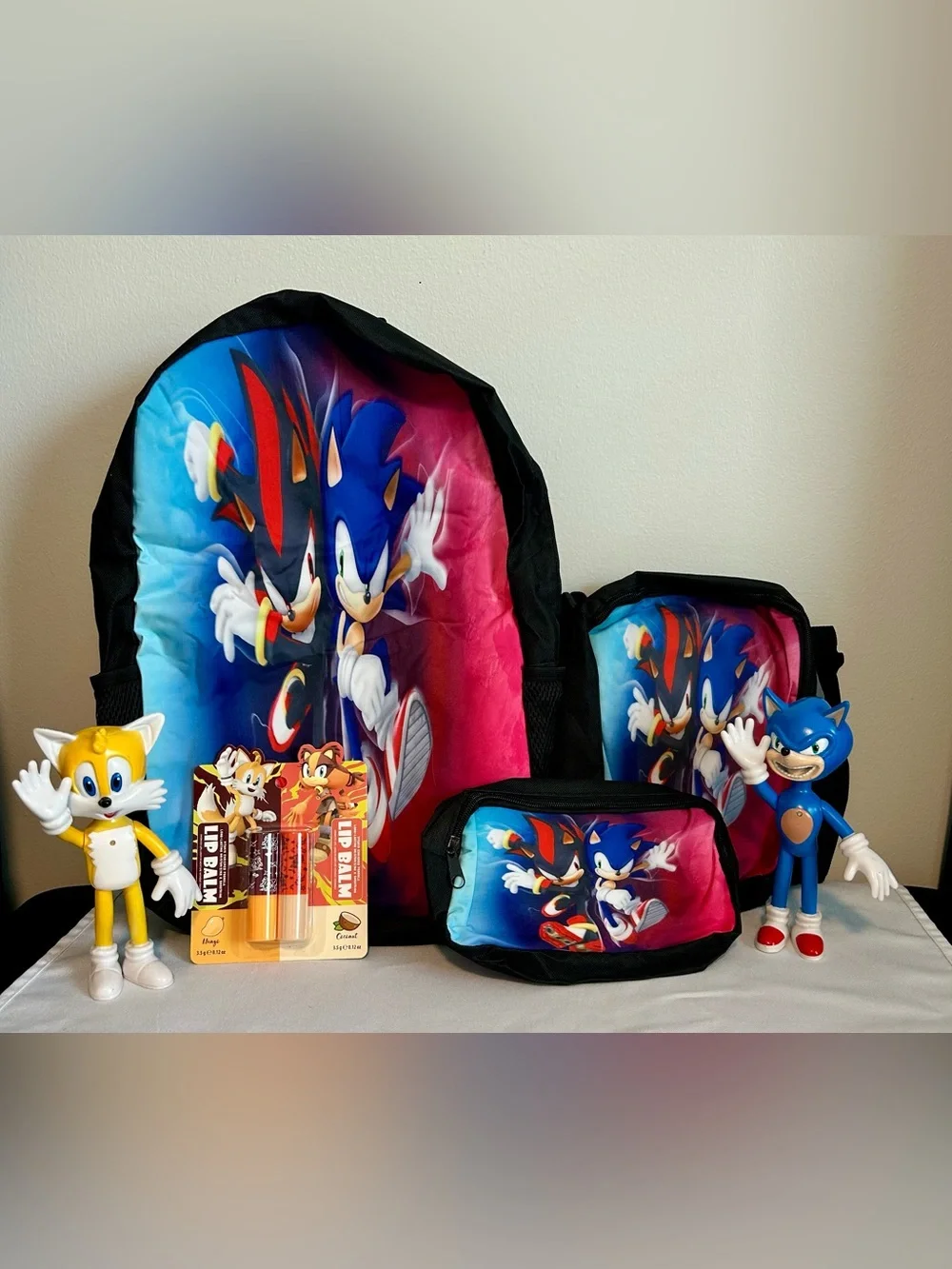 Sonic Themed Backpack Set in Blue and Pink
